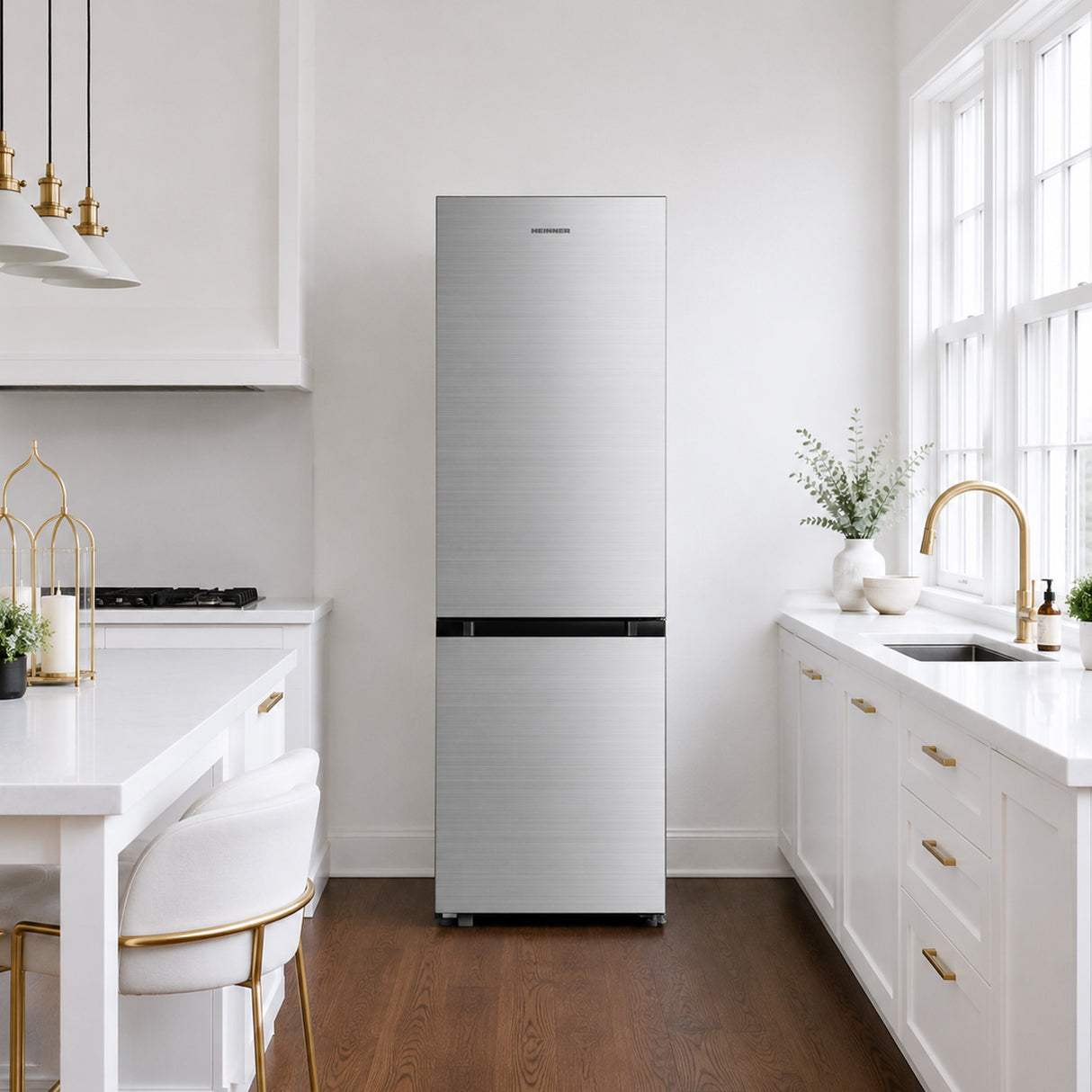 Frigo congélateur Heinner HCNF-M330INVSE – 330 litres – No Frost – inverter – classe énergétique E – argent