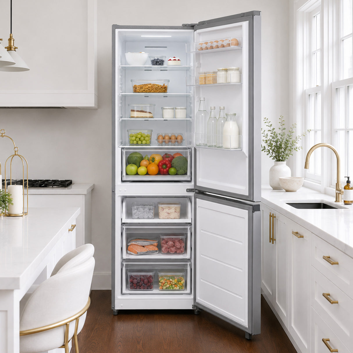 Frigo congélateur Heinner HCNF-M330INVSE – 330 litres – No Frost – inverter – classe énergétique E – argent