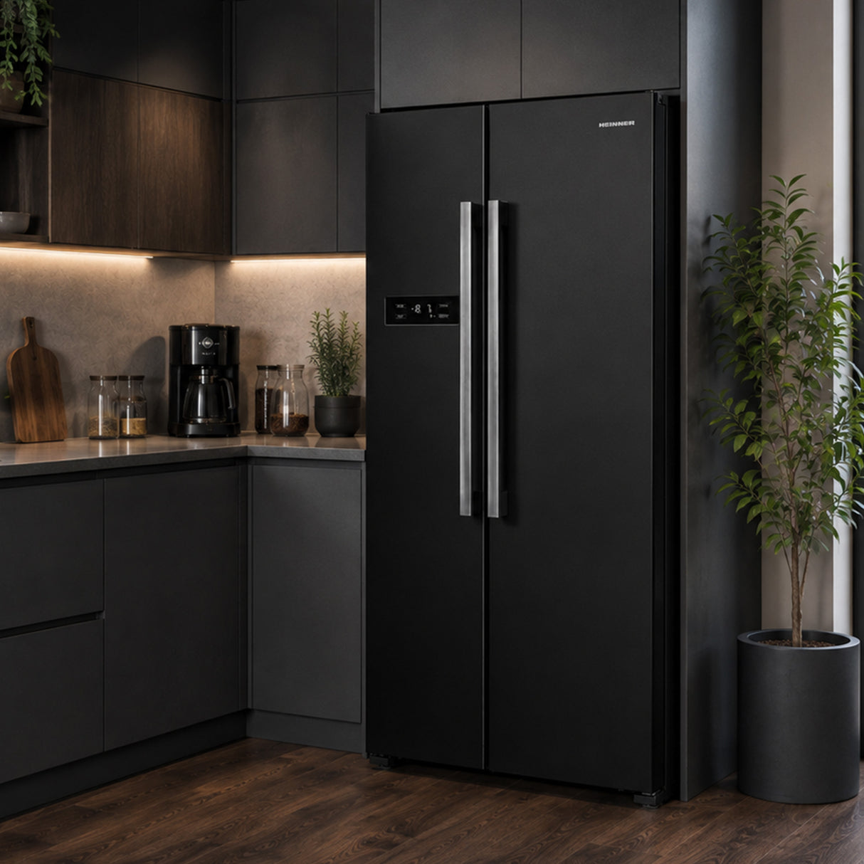 Frigo américain Heinner HSBS-M548NFINVBKE – 548 litres – No Frost – inverter – classe énergétique E – noir
