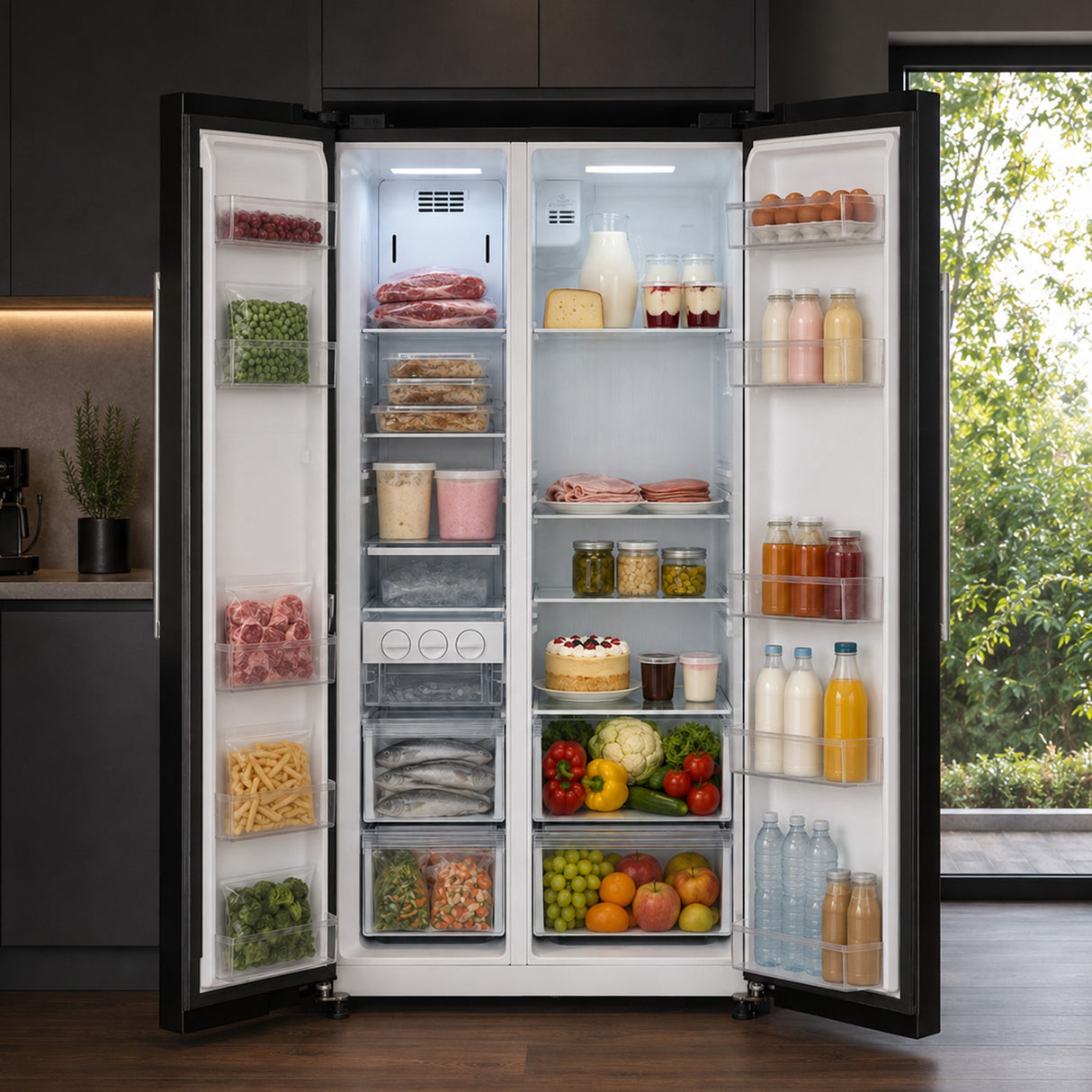 Frigo américain Heinner HSBS-M548NFINVBKE – 548 litres – No Frost – inverter – classe énergétique E – noir