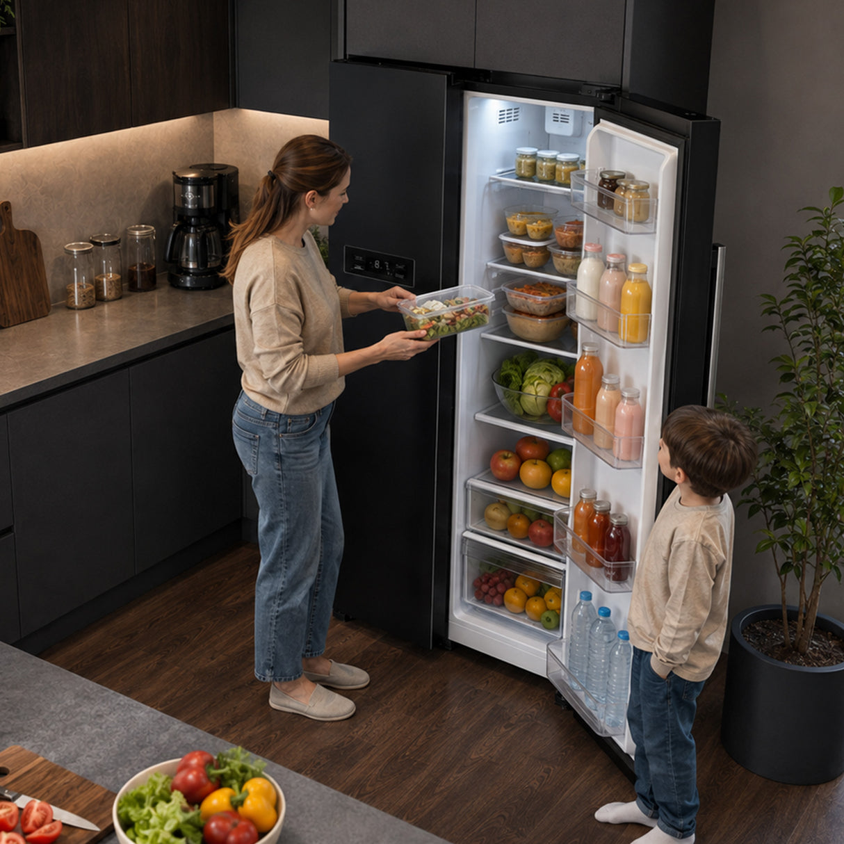 Frigo américain Heinner HSBS-M548NFINVBKE – 548 litres – No Frost – inverter – classe énergétique E – noir