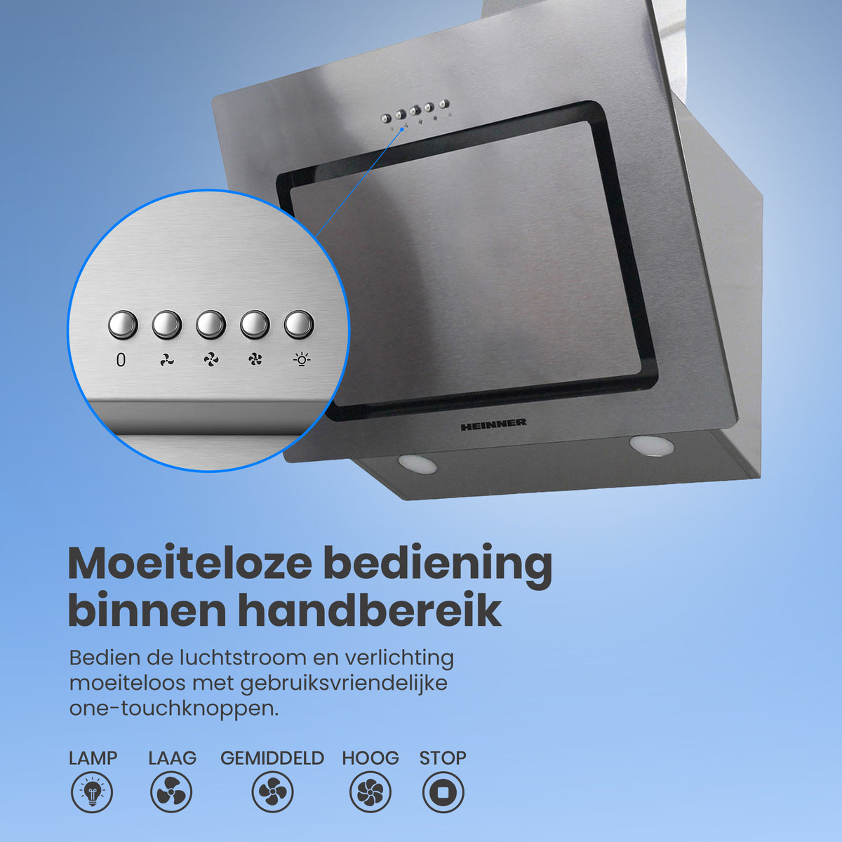 Afzuigkap Heinner DCH-650RIX – schuine uitvoering – 60 cm – 3 snelheden – foto 3