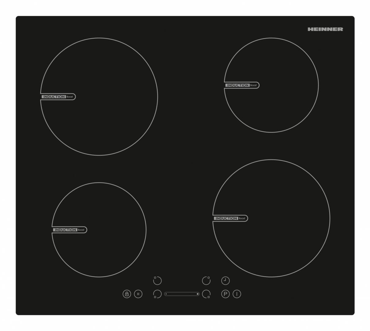 Heinner HBHI-V594BSC Inbouw Inductiekookplaat – 4 Kookzones – Boostfunctie – Slider Touchbediening
