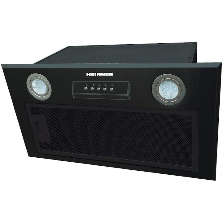 Heinner HBIH-MD600BK Inbouw Afzuigkap 52 cm – 610 m³/u – 3 Snelheidsstanden – 215 W Motor
