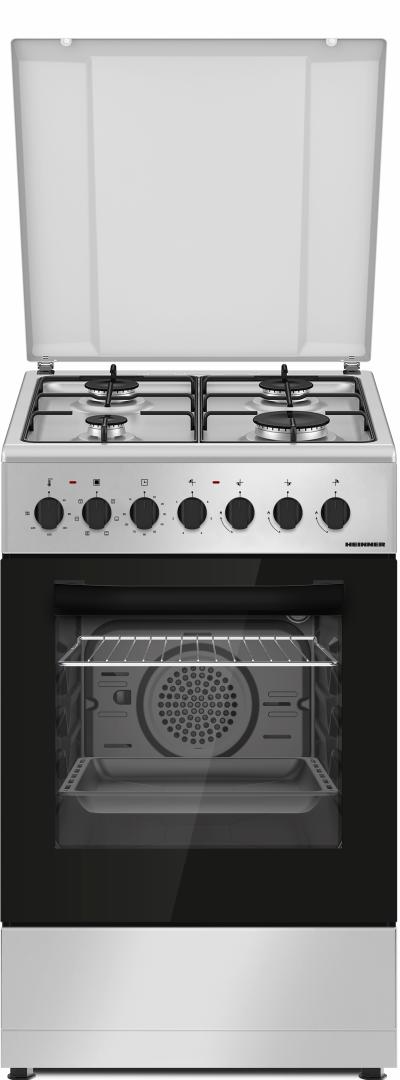 Heinner HFSC-S60LITGC-SL Gasfornuis 50 cm – 4 Zones – Oven 6 Functies – Grill