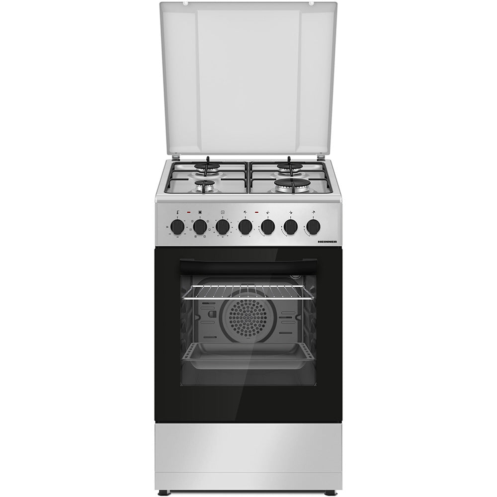 Heinner HFSC-S60LITGC-SL Gasfornuis 50 cm – 4 Zones – Oven 6 Functies – Grill