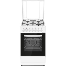 Cuisinière à gaz Heinner HFSC-S60LITGC-WH – 60 cm – 4 zones de cuisson – four avec 7 fonctions – gril – blanc