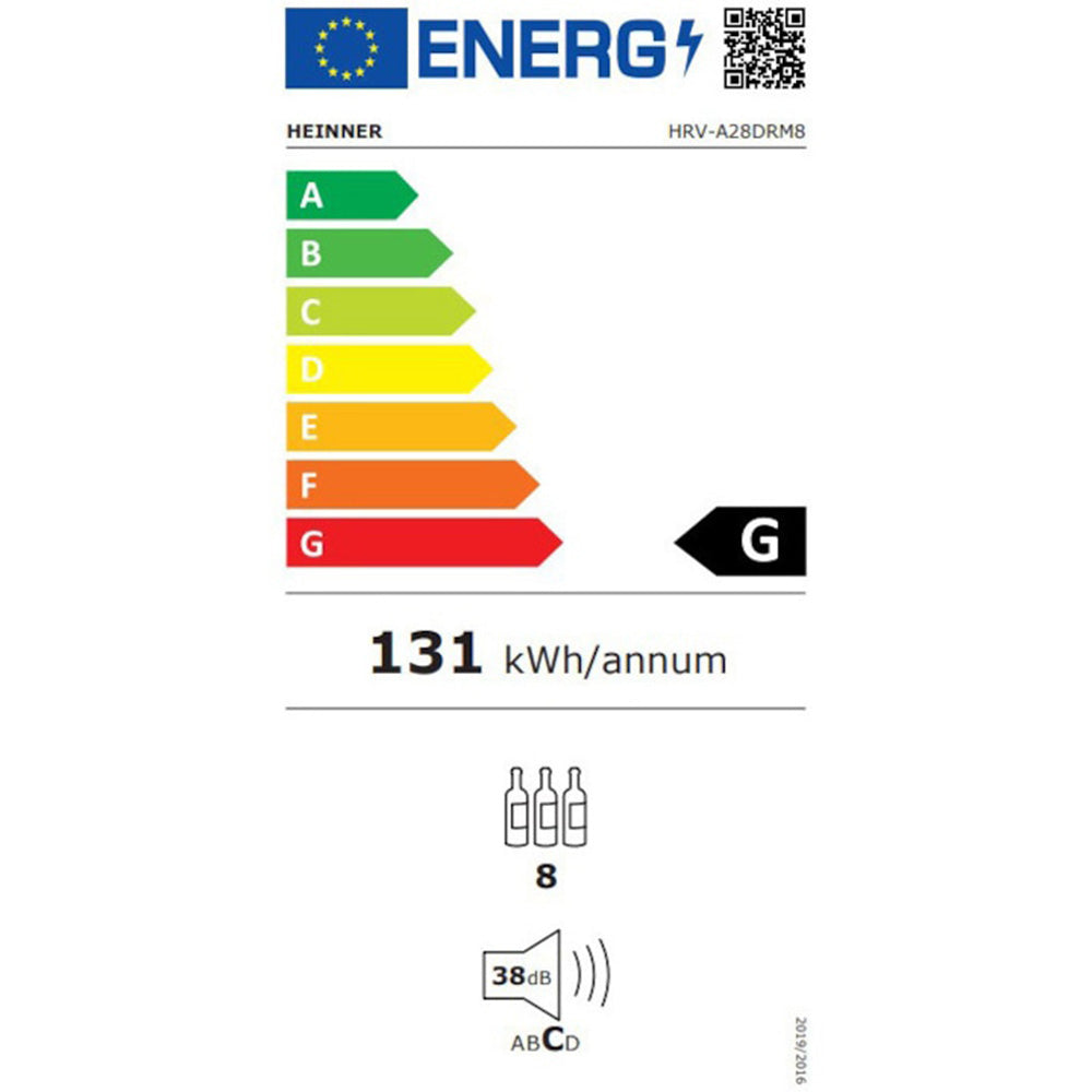 Heinner HRV-A28DRM8 Wijnkoelkast 28 L – 8 Flessen – Metalen Leggers