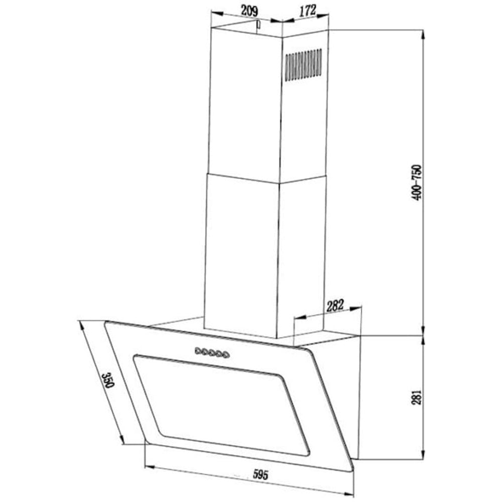 Heinner HDCH-F3560RGBK Afzuigkap 60 cm – 3 Snelheden – Recirculatie