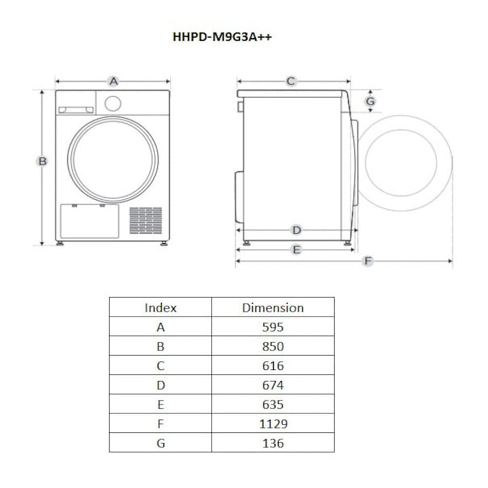 Heinner HHPD-M9G3A++ Warmtepompdroger – 9 kg – Anti-Sifon