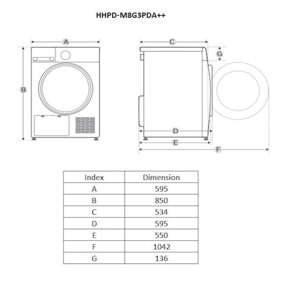 Heinner HHPD-M8G3PDA++ Warmtepompdroger – 8 kg – Anti-Kreuk