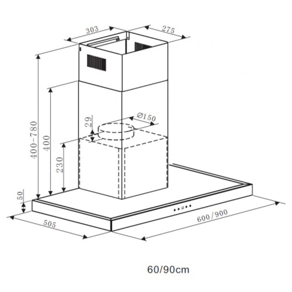 Heinner DCH-650TIX Wandschouw Afzuigkap 60 cm – 3 Snelheden – Touch