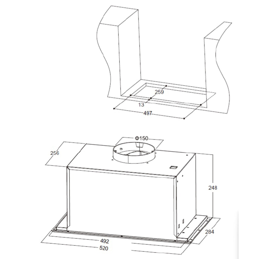 Heinner HBIH-MD600IX Inbouw Afzuigkap 52 cm – 3 Snelheden