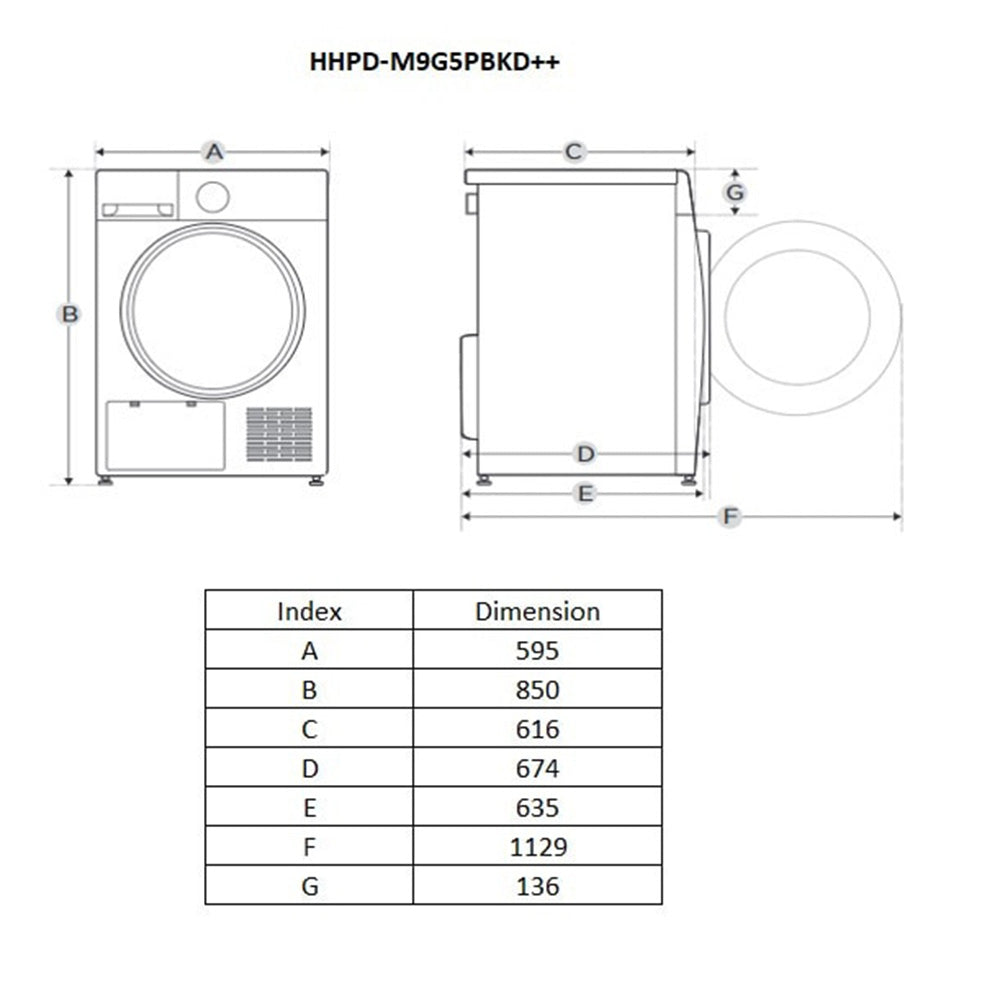 Heinner HHPD-M9G5PBKD++ Warmtepompdroger – 9 kg – Anti-Kreuk