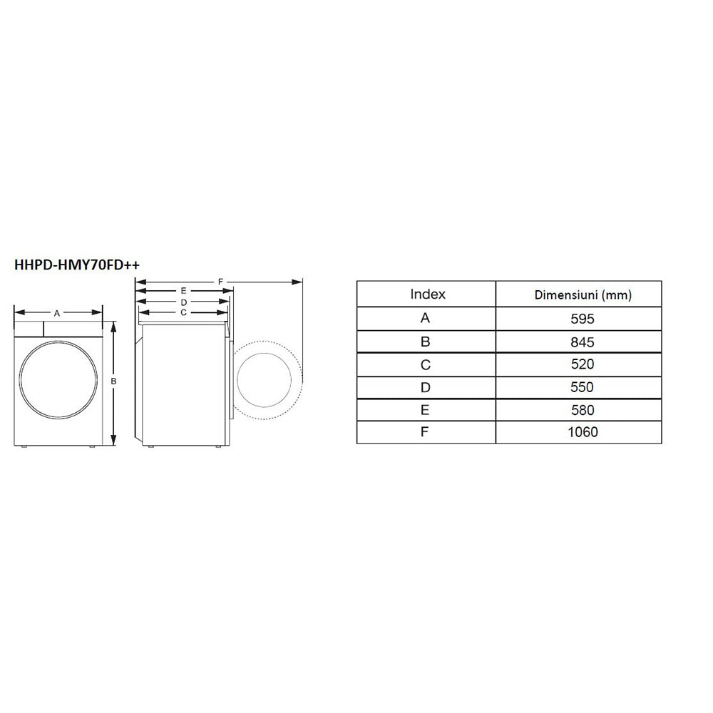 Heinner HHPD-HMY70FD++ Warmtepompdroger – 7 kg – Digitaal