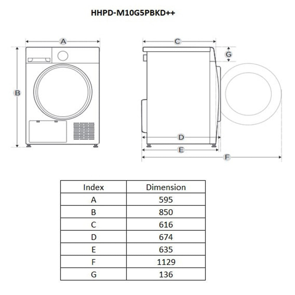 Heinner HHPD-M10G5PBKD++ Warmtepompdroger – 10 kg – Anti-Kreuk