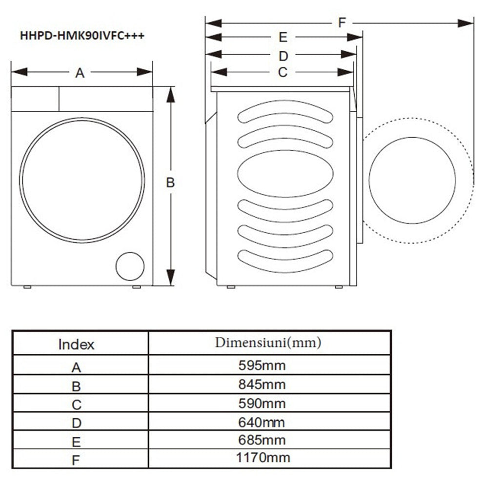 Heinner HHPD-HMK90IVFC+++ Warmtepompdroger – 9 kg – Inverter – Touch