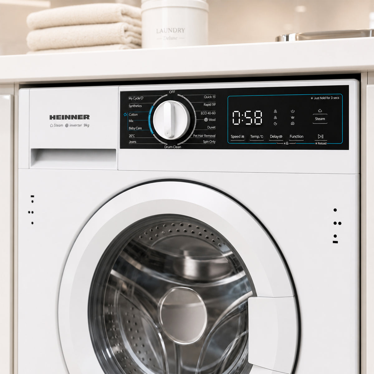 Heinner HWM-BI914IVA+++ Inbouw Wasmachine 9 kg – 1400 RPM