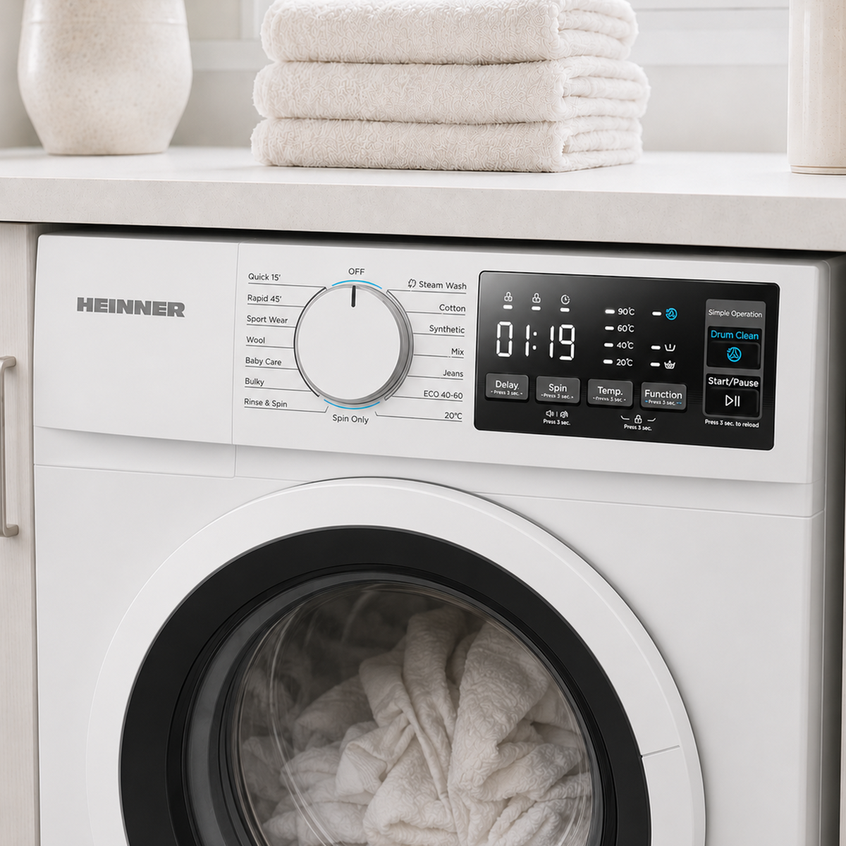Wasmachine Heinner HWM-M914IVNA – 9 kg – 1400 toeren – 15 wasprogramma’s – energielabel A