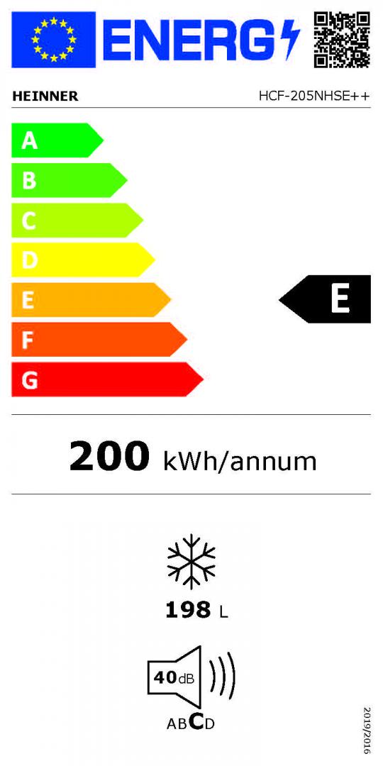 Heinner HCF-205NHSE vrieskist – 198 liter – energielabel E – zilver