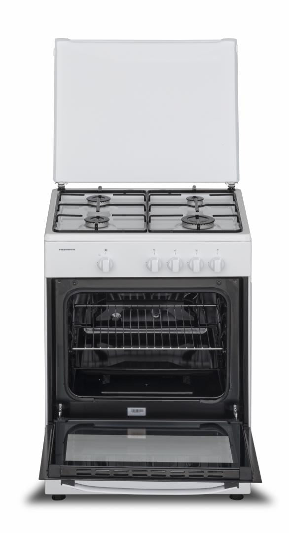 Heinner gasfornuis HFSC-SME60WH – 60 cm – 4 branders – elektrische oven – wit