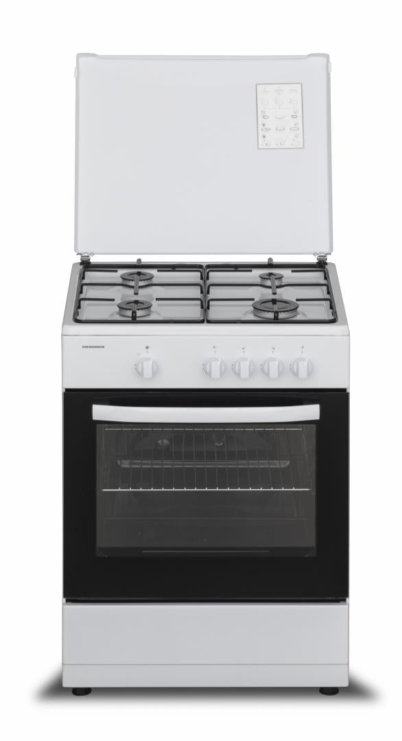 Heinner gasfornuis HFSC-SME60WH – 60 cm – 4 branders – elektrische oven – wit
