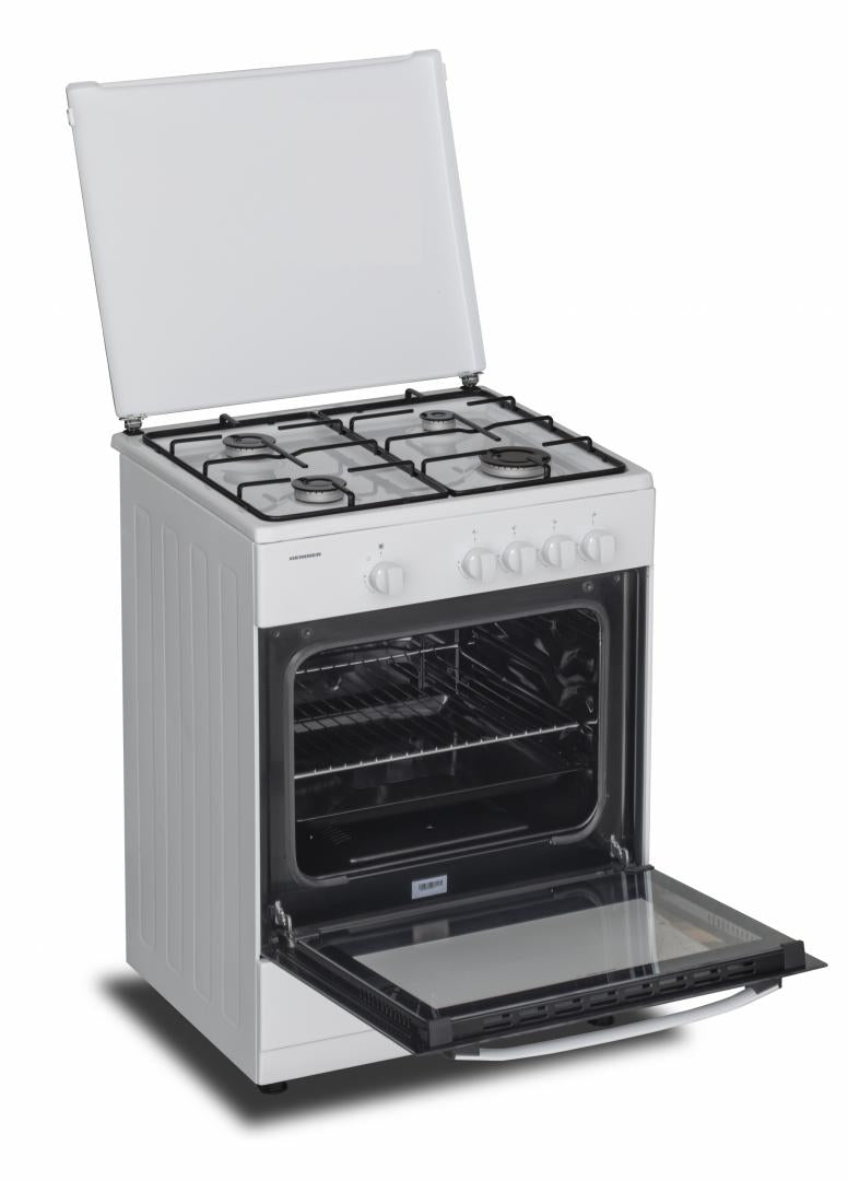 Heinner gasfornuis HFSC-SME60WH – 60 cm – 4 branders – elektrische oven – wit