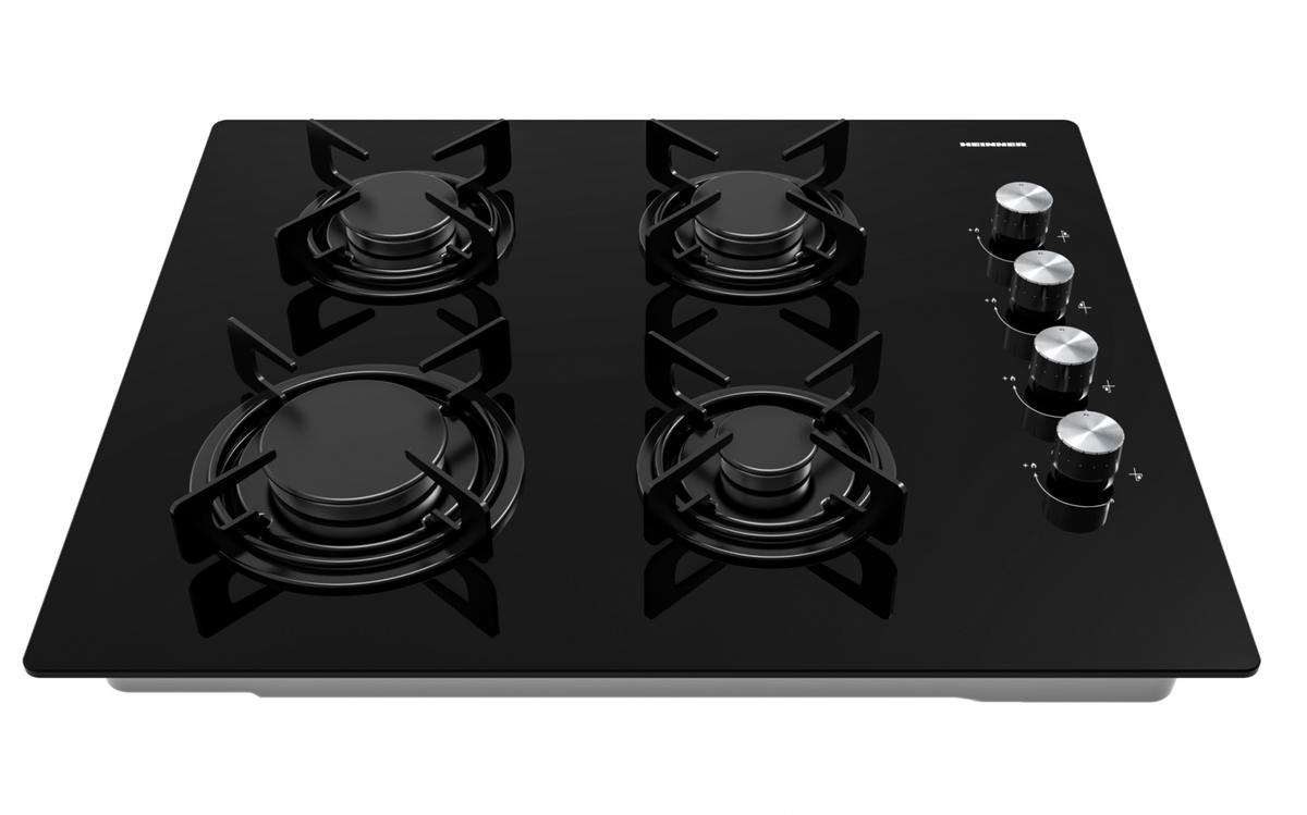 Heinner HBH-M402IEGBK inbouw gaskookplaat – 4 branders – zwart glas