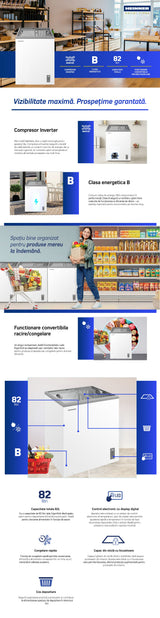 Heinner Freezer/fridge HSF-M82INVWHB – chest freezer – 82 L – sliding glass lid – convertible – image 2