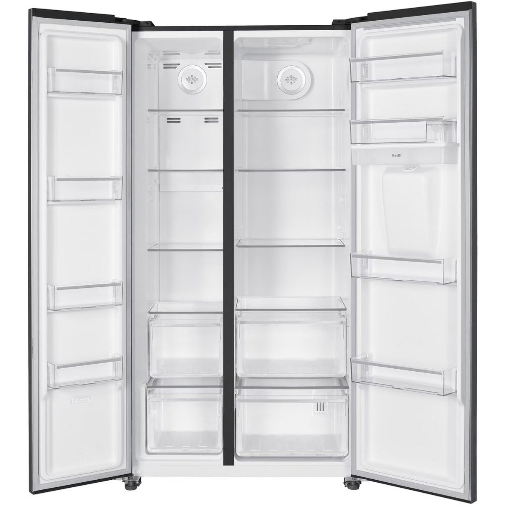 Heinner HSBS-HM529NFINVDGWDE++ Amerikaanse Koelkast met Waterdispenser 529 L – No Frost – Inverter Compressor - Antraciet
