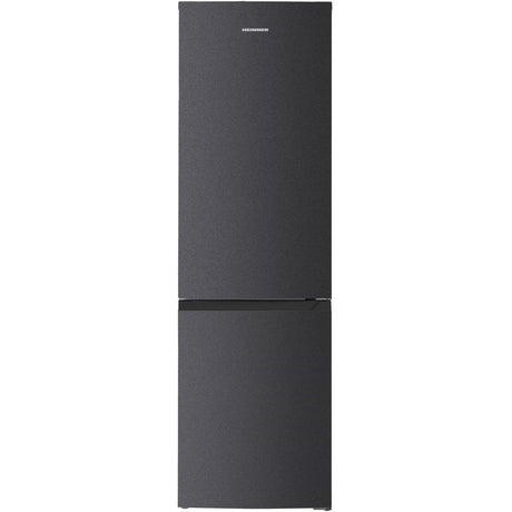 Heinner HCNF-HM253INVDGE++ koel-vriescombinatie in antraciet kleur, vooraanzicht gesloten deur