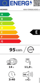 Heinner HDW-FSM60614DXE vrijstaande vaatwasser – RVS