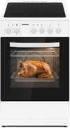 Heinner HFSC-S56E4VWH keramische kookplaat fornuis – 50 cm – 4 zones – elektrische oven met grill en ventilatie – energieklasse A – wit
