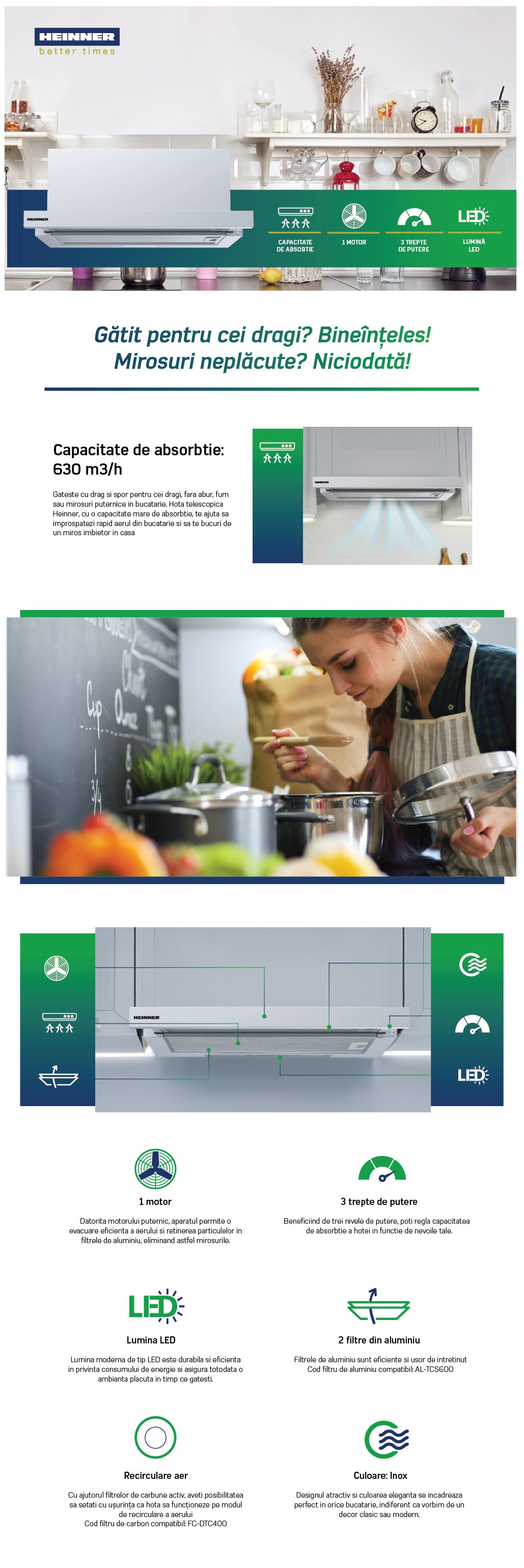 Heinner HTCH-MD600IX afzuigkap – energielabel C – inox