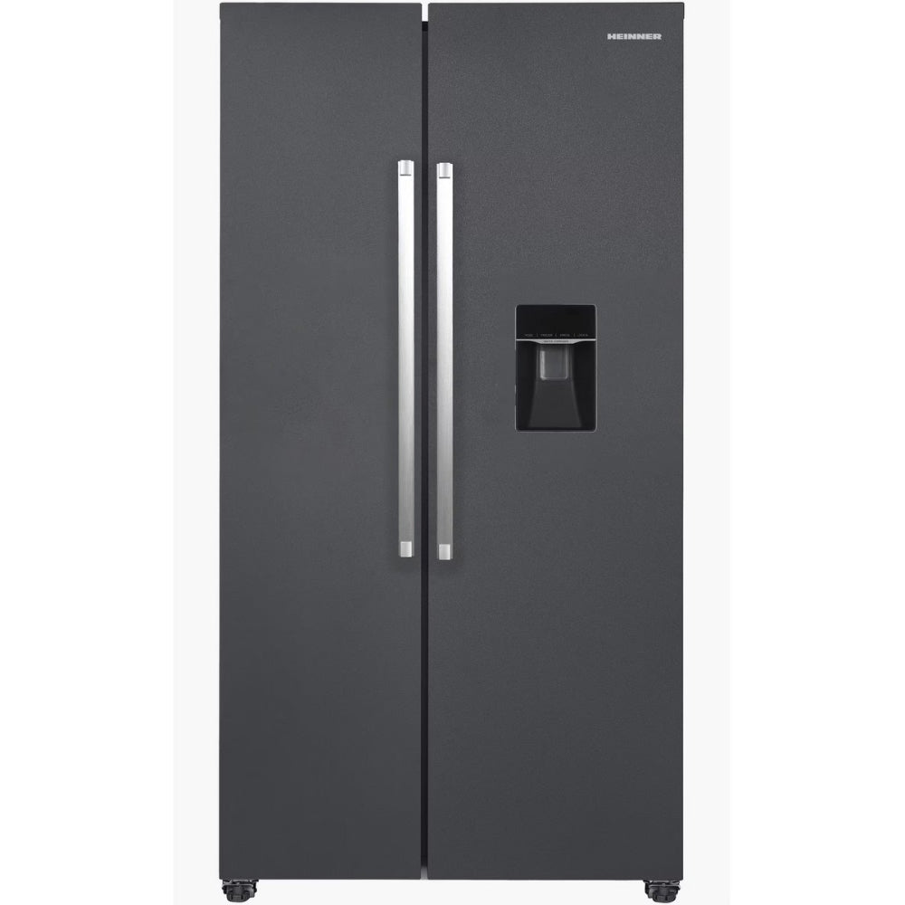 Heinner HSBS-HM529NFINVDGWDE++ Amerikaanse Koelkast met Waterdispenser 529 L – No Frost – Inverter Compressor - Antraciet