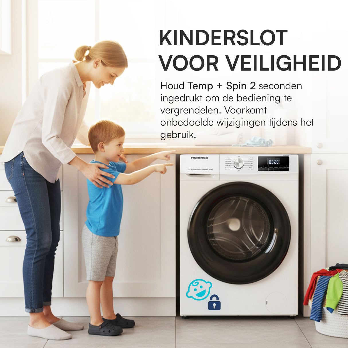 Heinner HWDM-H10614A Was-droogcombinatie 10/6 kg – 1400 RPM – Inverter Motor – Stoomfunctie – Energieklasse A/D