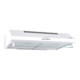 Heinner CH-400 onderbouw afzuigkap 60cm in wit, frontaal aanzicht met zichtbare filters en bedieningsknoppen