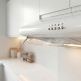 Heinner CH-400 onderbouw afzuigkap 60cm in moderne keuken, installatie boven elektrisch kookplaat