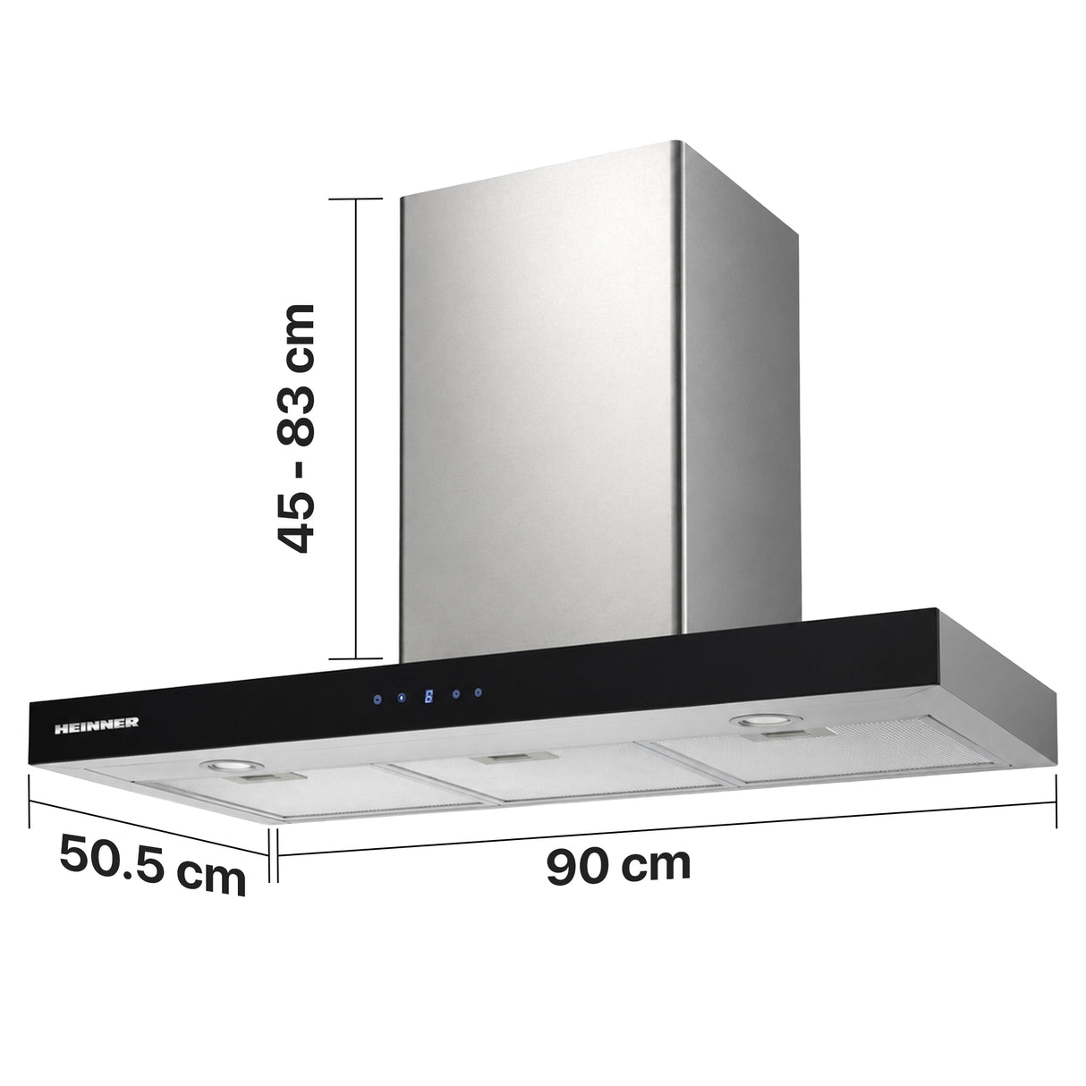 Hotte Heinner DCH-6590TIX – cheminée murale – 90 cm – 3 vitesses – commande tactile
