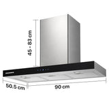 Hotte Heinner DCH-6590TIX – cheminée murale – 90 cm – 3 vitesses – commande tactile