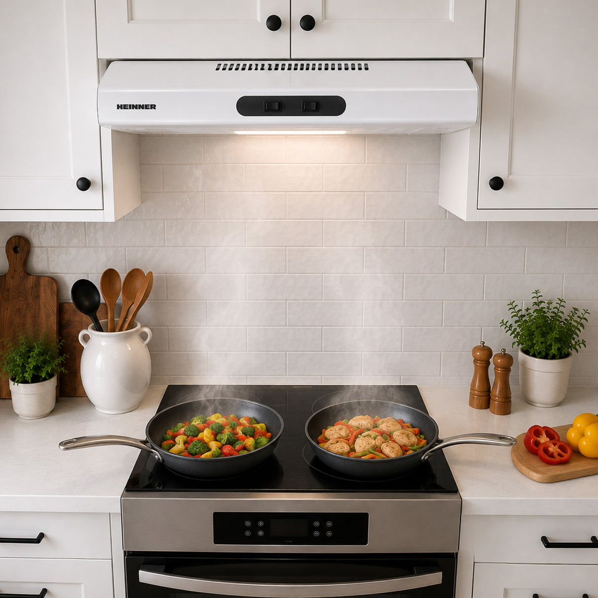 Hotte encastrable Heinner CH-MD200WH – 60 cm – 2 vitesses – blanc