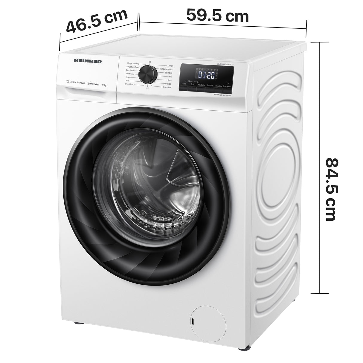 Machine à laver Heinner HWM-H8014INVA – 8 kg – 1400 tours/min – classe énergétique A