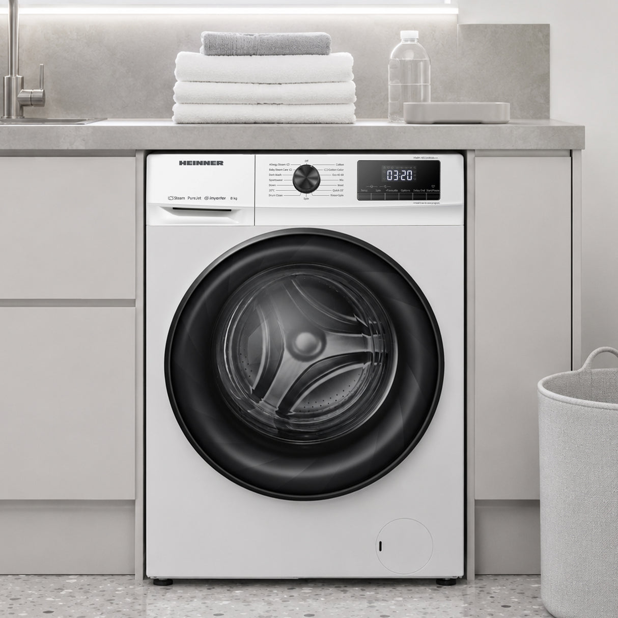 Machine à laver Heinner HWM-H8014INVA – 8 kg – 1400 tours/min – classe énergétique A