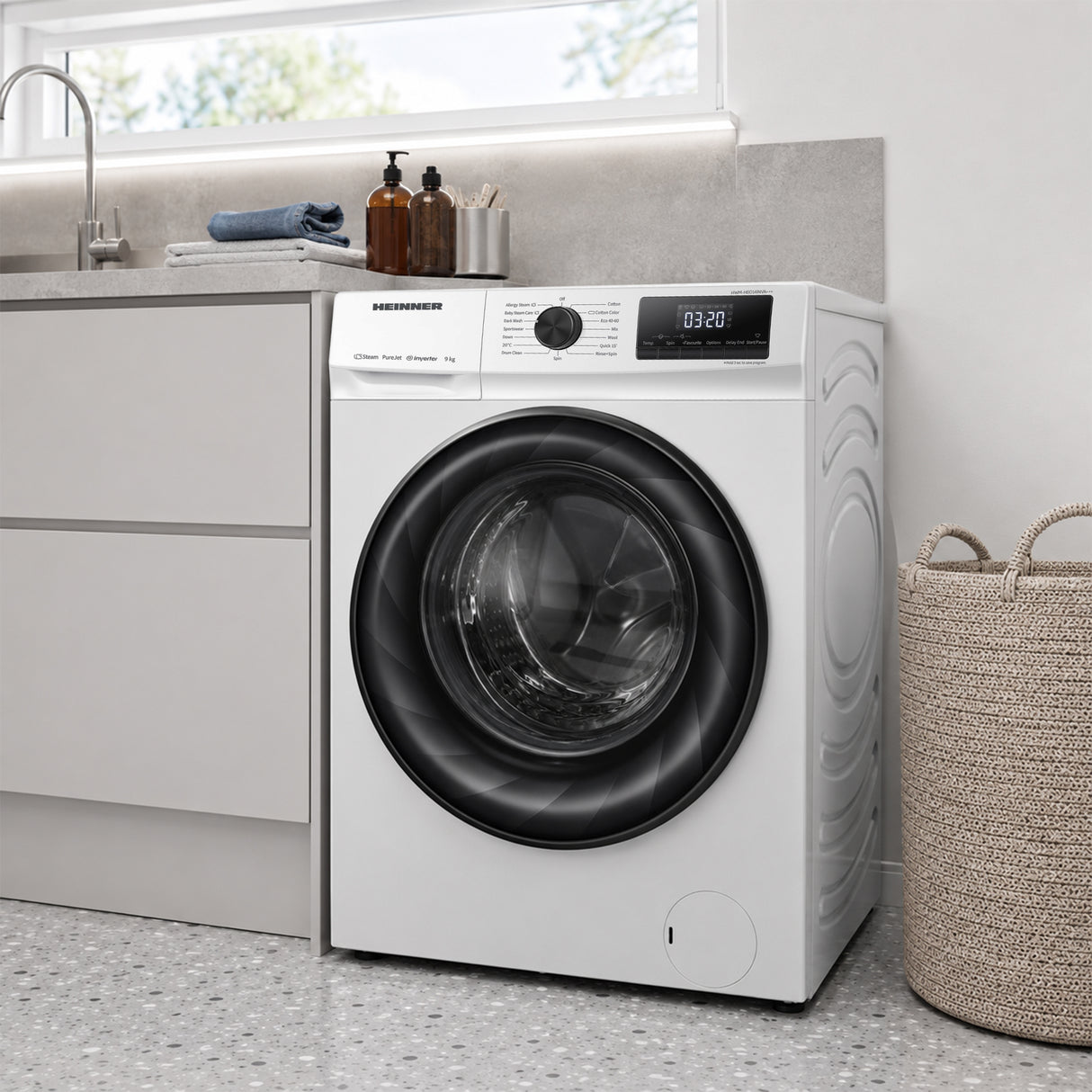 Machine à laver Heinner HWM-H8014INVA – 8 kg – 1400 tours/min – classe énergétique A