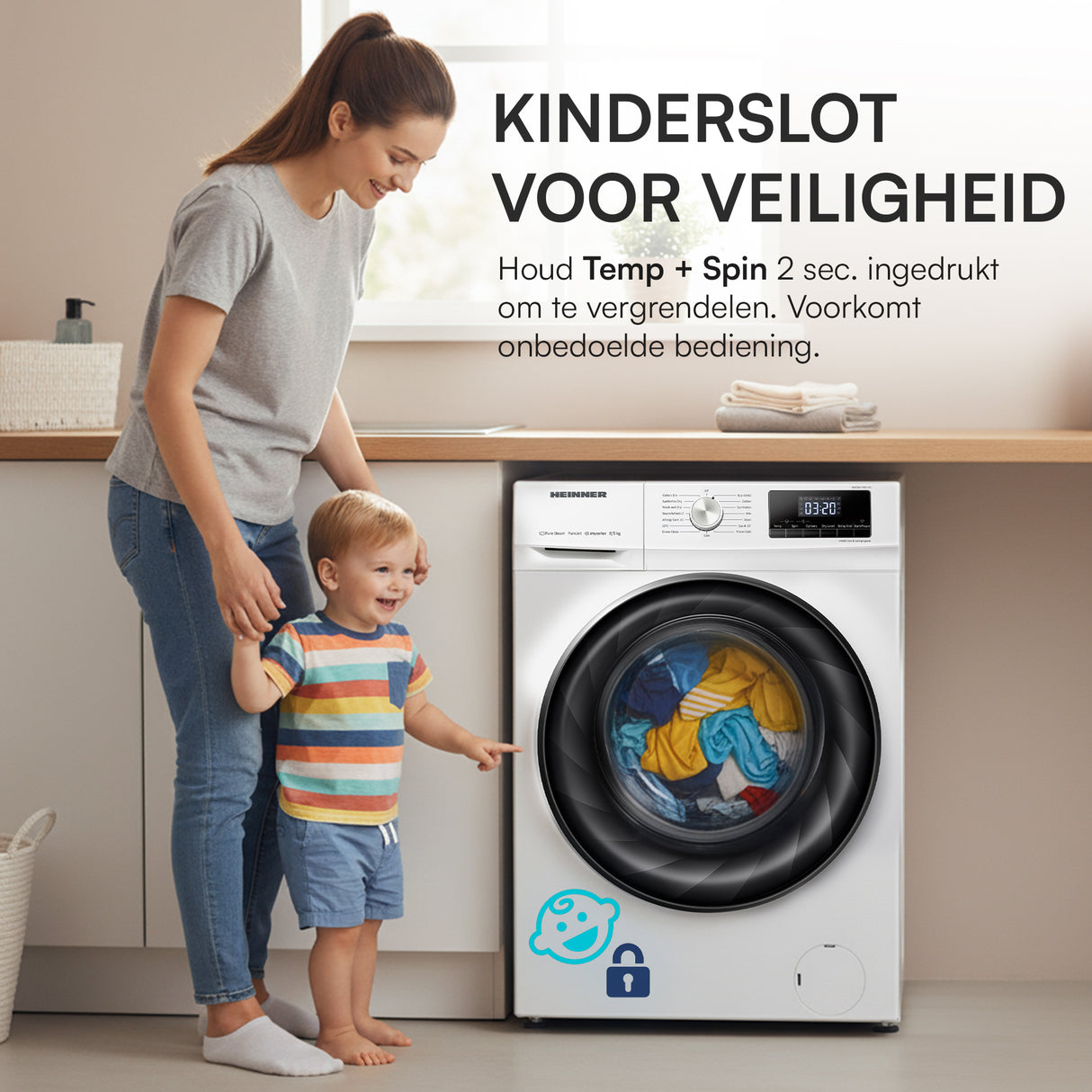 Heinner HWDM-H8514A Was-droogcombinatie 8/5 kg – 1400 RPM – Inverter Motor – Stoomfunctie – Energieklasse A