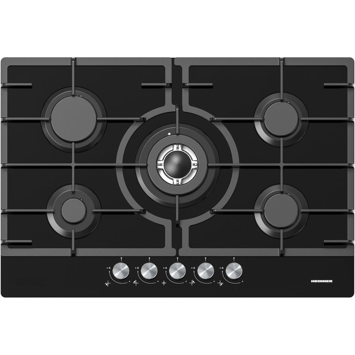 Heinner HBH-M705IWFGBK Gaskookplaat – 5 Branders – Wokbrander – Gietijzer