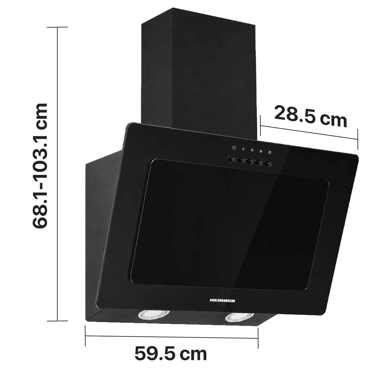 Hotte Heinner HDCH-F3560RGBK – 60 cm – 3 vitesses – recyclage – noir