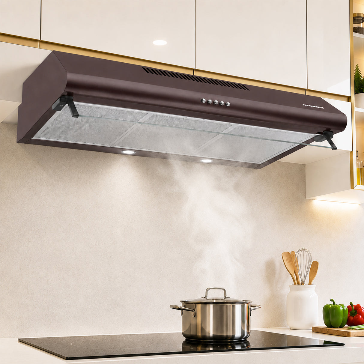Hotte Heinner HCH-490-BRW – cheminée murale – 90 cm – inox – Éclairage LED – 3 vitesses