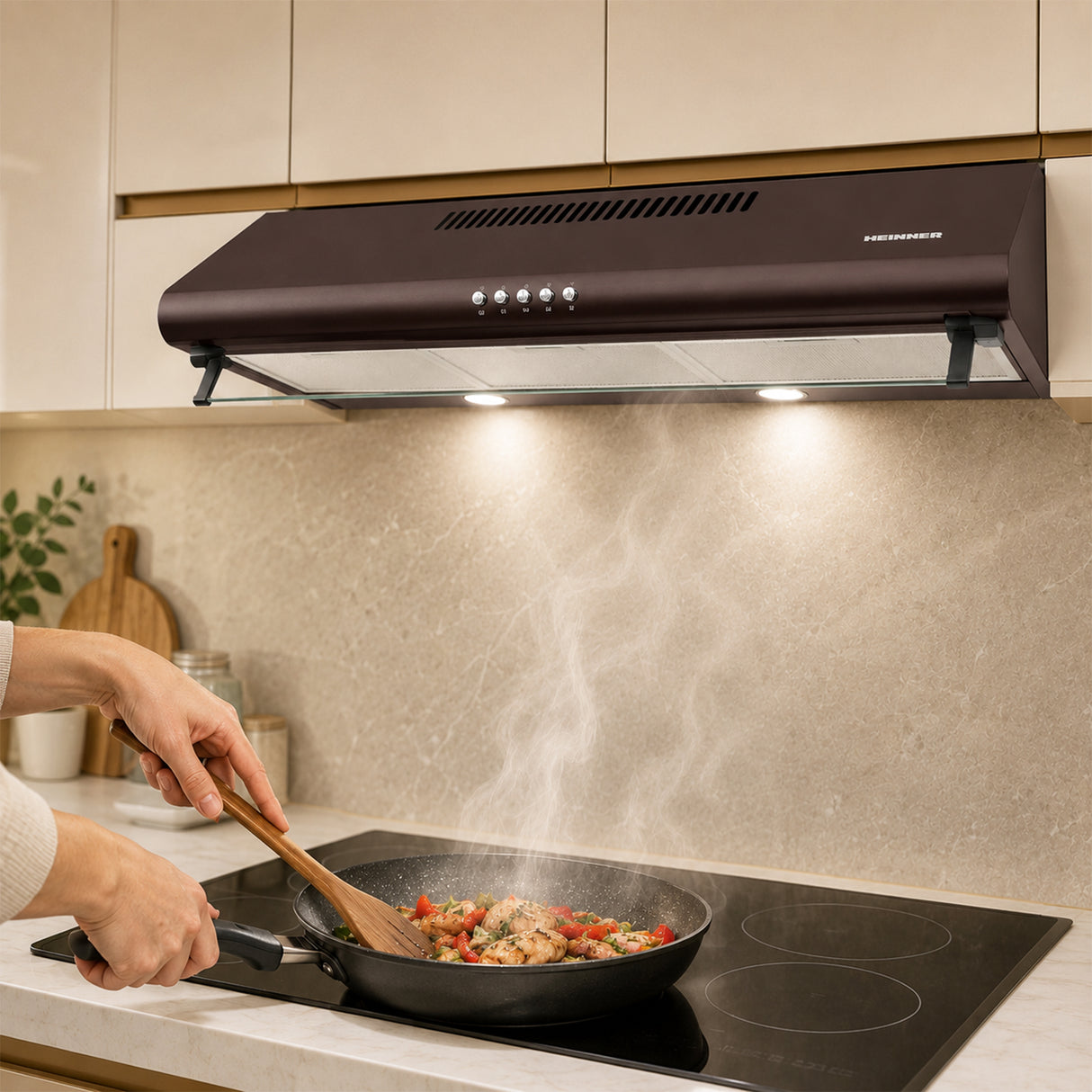 Hotte Heinner HCH-490-BRW – cheminée murale – 90 cm – inox – Éclairage LED – 3 vitesses