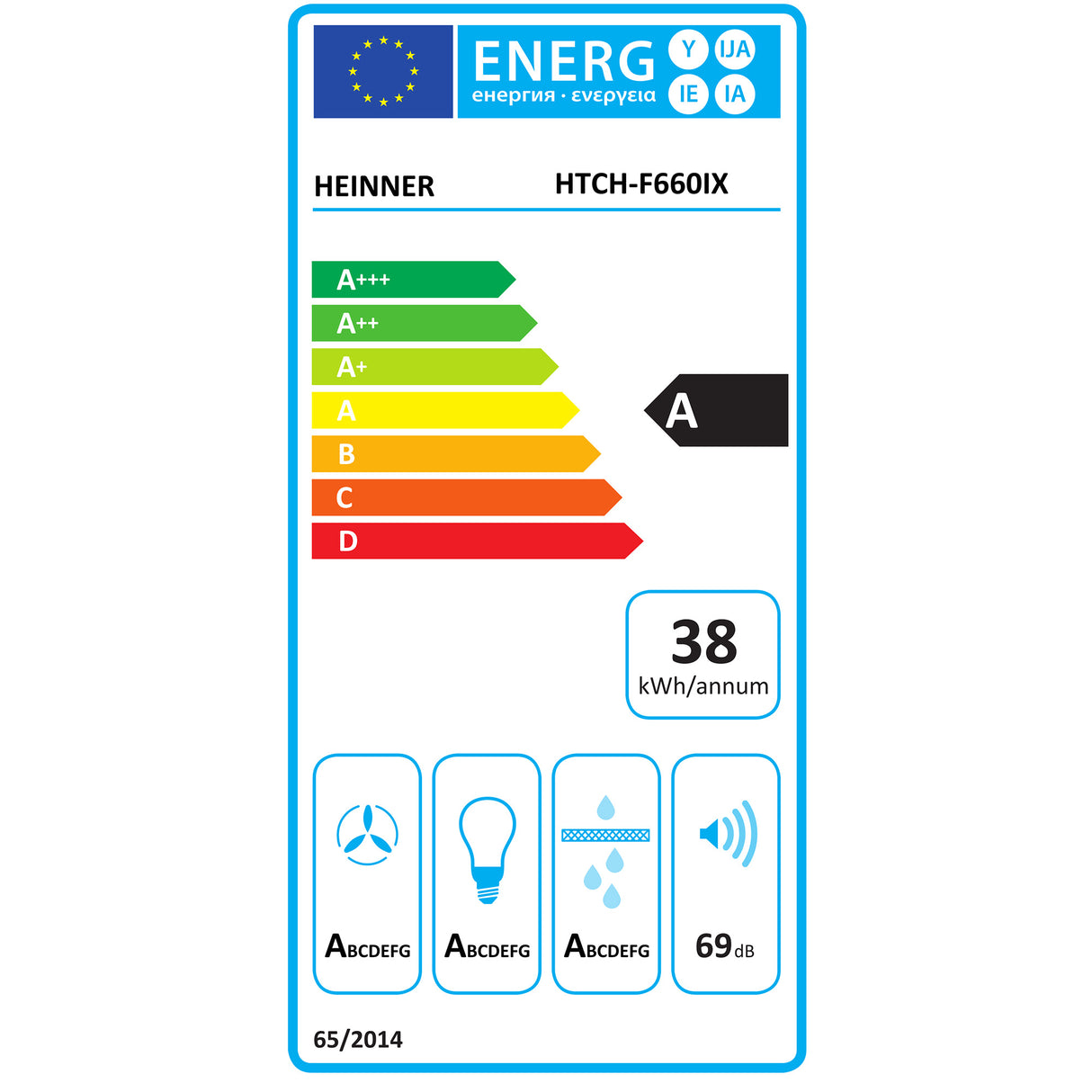 Hotte Heinner HTCH-F660IX – classe énergétique A – inox